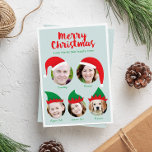 Tripulação de Natal com Cinco Cartões de Férias Fo<br><div class="desc">Envie um cartão de feriado alegre e divertido este ano que faz das fotos da sua família o foco com Papais noeis festivos e capacetes de elfo. Para fazer com que suas fotos sejam ajustados, clique no botão azul "Personalizar!", escolha a foto que deseja substituir e carregar. Com essa foto...</div>
