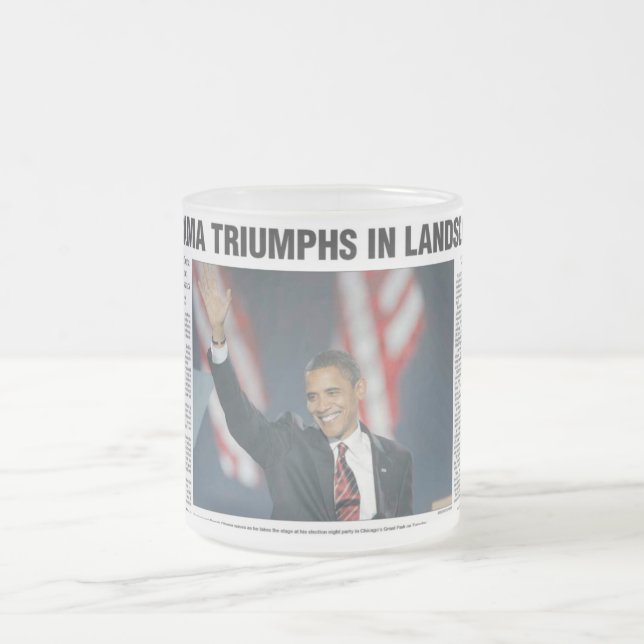 Triunfos de Obama na caneca do corrimento (Centro)