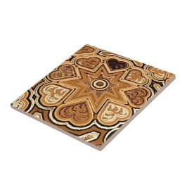 Trivet/Azulejo do Coração Folk Brown