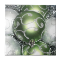 Trivet/Azulejo 'Green and Silver Sparkle'