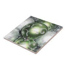 Trivet/Azulejo 'Green and Silver Sparkle'