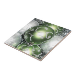 Trivet/Azulejo 'Green and Silver Sparkle'