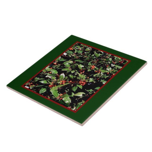 Trivet/Azulejo 'Holly & Berries' (Lateral)