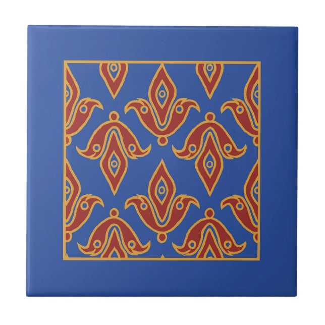 Trivet, Burgundy, Azul, Fleur de Lys Dourado (Frente)