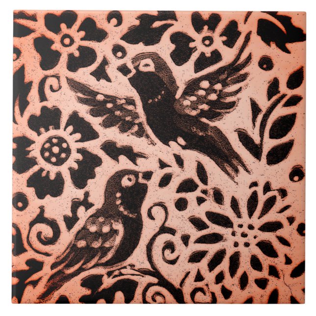 Trivet de Folha de Pássaro Castanho-Cobre Trivet d (Frente)