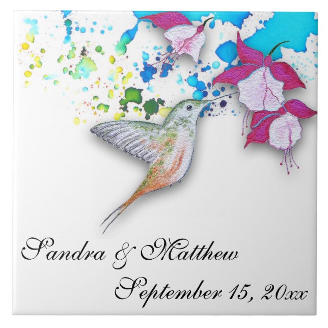 Trivet/Porta copos de Casamento entre Hummingbird  (Frente)