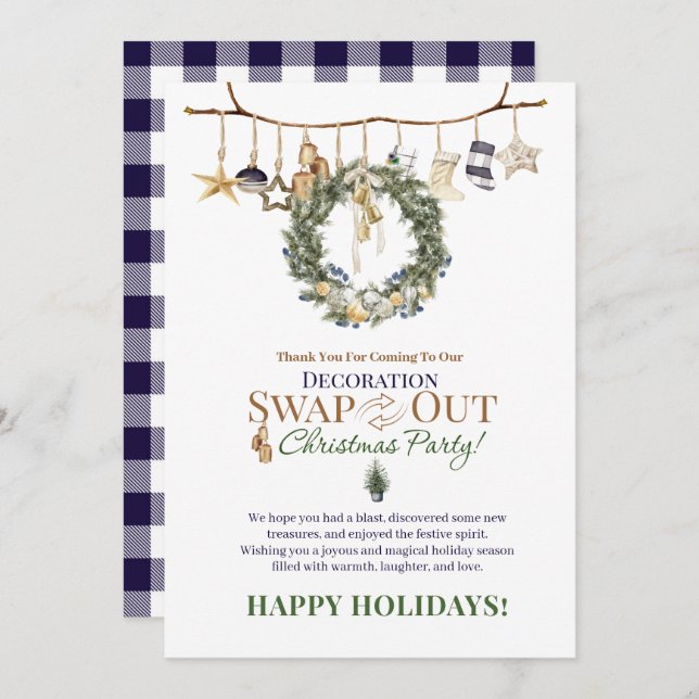 Troca De Decoração Obrigado E Cartão De Natal (Frente/Verso)