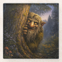 Troll Norueguês Espiando, Porta-Copos de Vidro