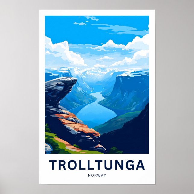 Trolltunga Norway Viagem Impressão (Frente)