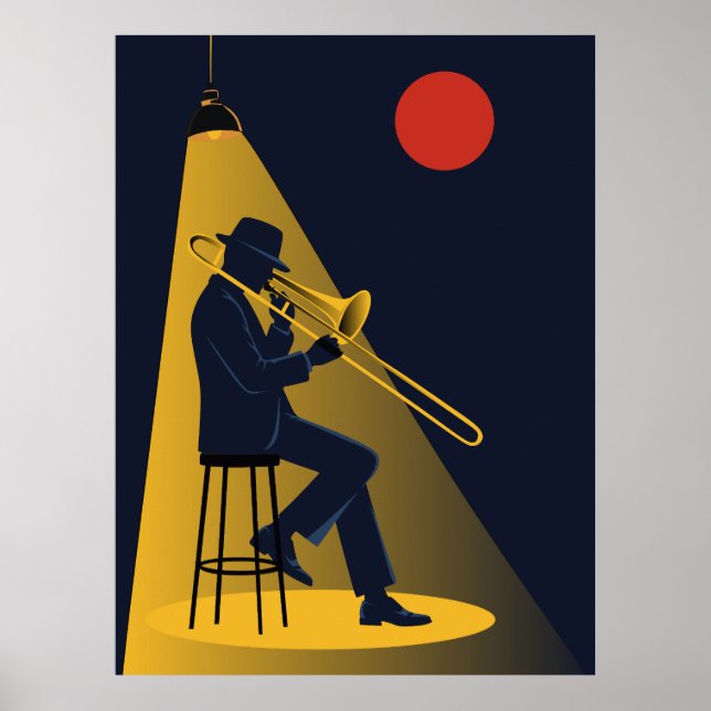Trombonista de Jazz  Impressão | Meados do Século (Frente)
