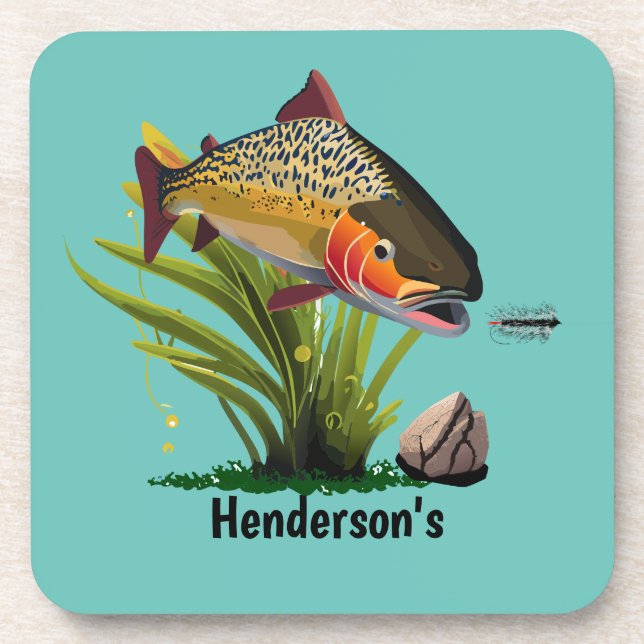 Trophy Brown Trout Wooly Worm Sandstone Porta copo (Frente)