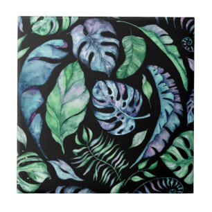 Tropic jungle leaf pattern verde roxo tropical tro