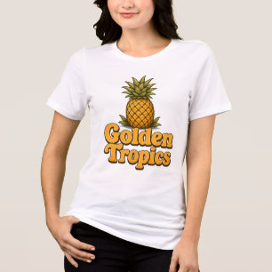 Tropicais Dourados Gráfico de Abacaxi Retro