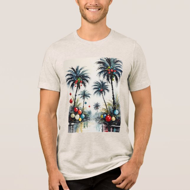 Tropical Beach Christmas Palm Trees With Ornaments (Frente)