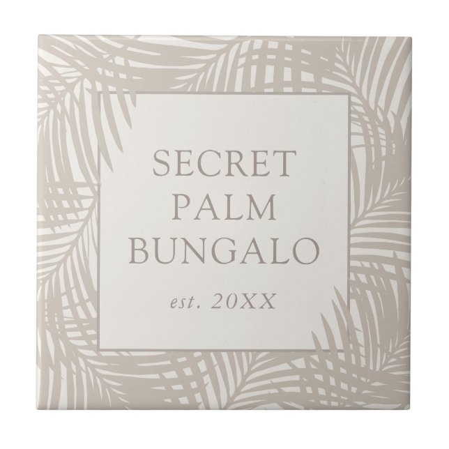 Tropical Beach House Taupe Palm Patterno (Frente)
