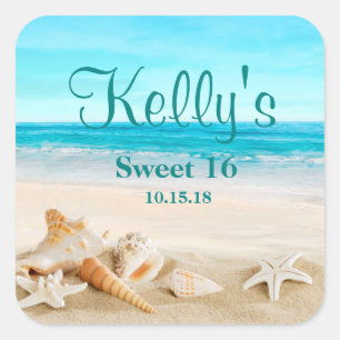 Tropical Beach Sea Shell Sweet 16 Etiquetas Favorá