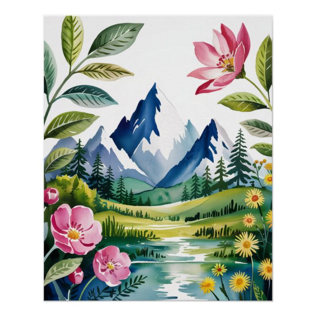 Tropical Boho Watercolor Leaf Art Impressão - Vint (Frente)