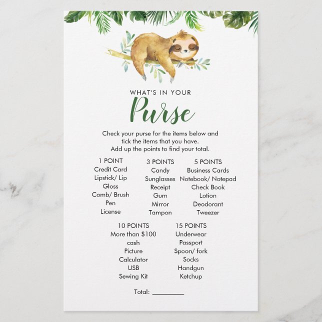 Tropical Boy Sloth Chá de fraldas Rue Game (Frente)