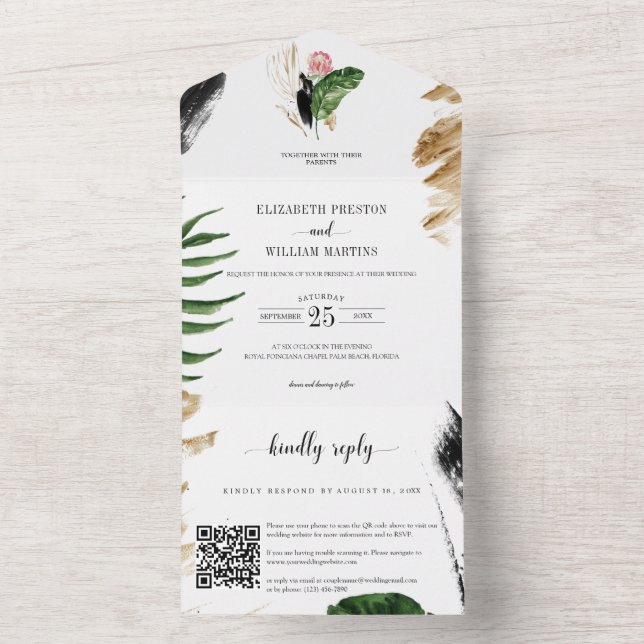 Tropical de Verão Moderno deixa casamento Código Q (Interno)