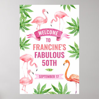 Tropical Flamingo Welcome sign, Tropical poster