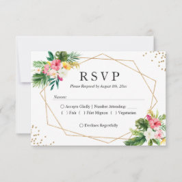 Tropical Floral deixa Dourada Frame Weding RSVP