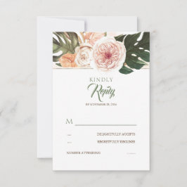 Tropical Floral Palm Sai do Casamento RSVP