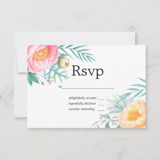 Tropical Floral Verão Pastel Casamento Floral RSVP (Frente)