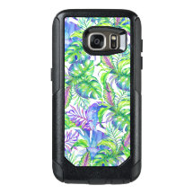 Tropical Foliage Yellow Pink Green Blue Lavender