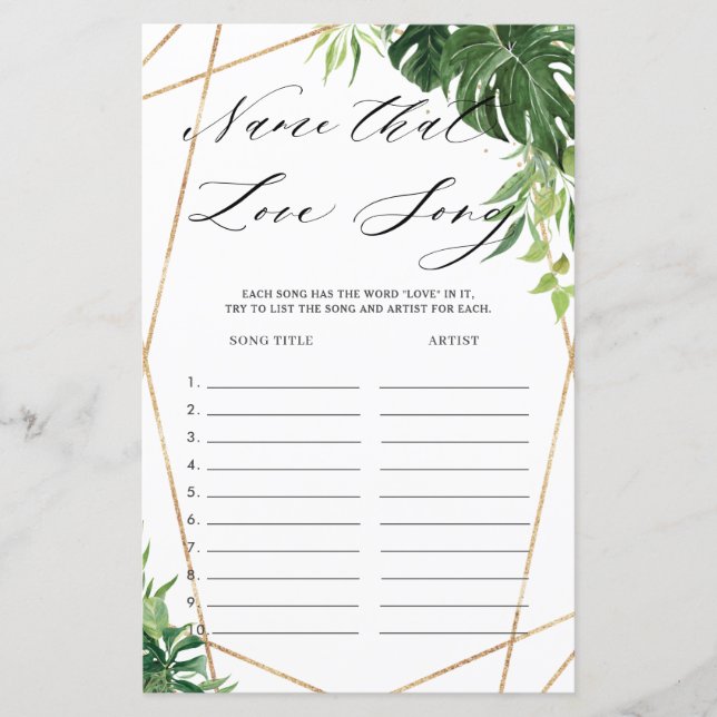 Tropical Greenery Bridal Name Que Adora Jogo De Mú (Frente)