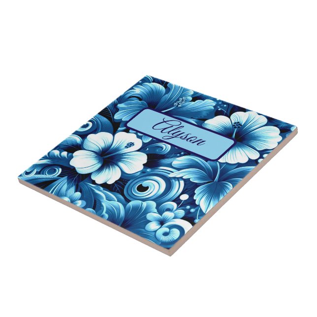 Tropical Hawaiian Flowers Hibiscus Personalized (Lateral)