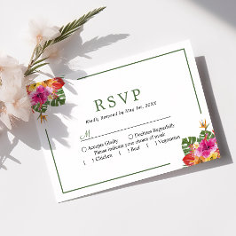 Tropical Hibiscus Floral Palm Sai RSVP de Casament