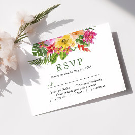Tropical Hibiscus Floral Palms Casamento RSVP