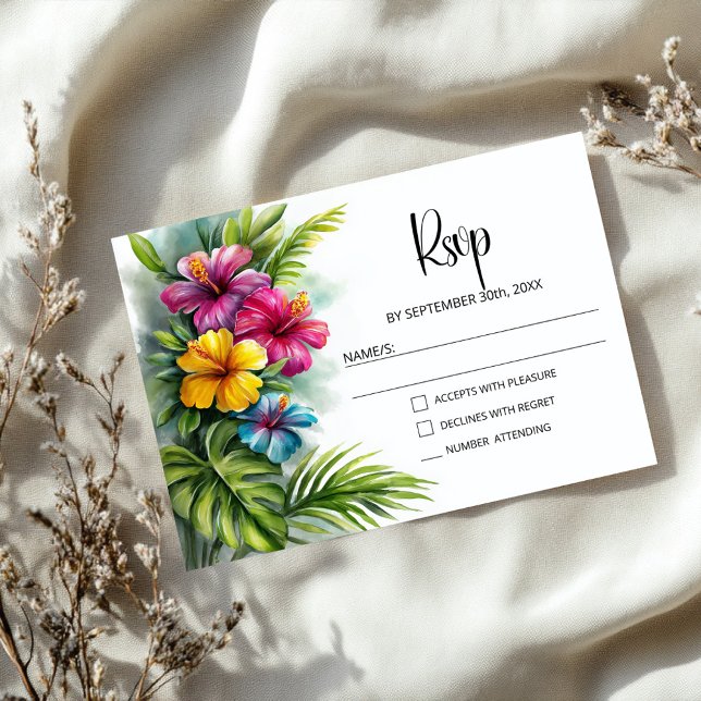 Tropical Hibiscus Wedding RSVP (Criador carregado)