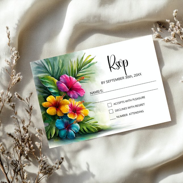 Tropical Hibiscus Wedding RSVP (Criador carregado)