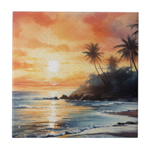 Tropical Island Ocean Beach Sunset Decortion