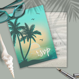 Tropical Isle Sunrise Teal ID581 RSVP Card