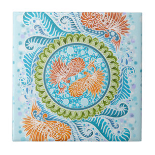 Tropical Koi Mandala   Arte Zen do Oceano Vibrante