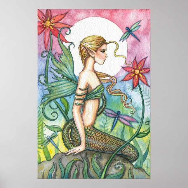 Tropical Mermaid Poster Print by Molly Harrison (Frente)