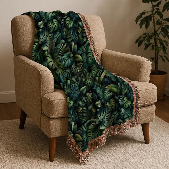Tropical Monstera Botânica Verde Cobertor de Jungl (Throw Blanket)