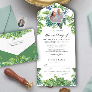 Tropical Monstera Palm Deixa Casamento Fotográfico