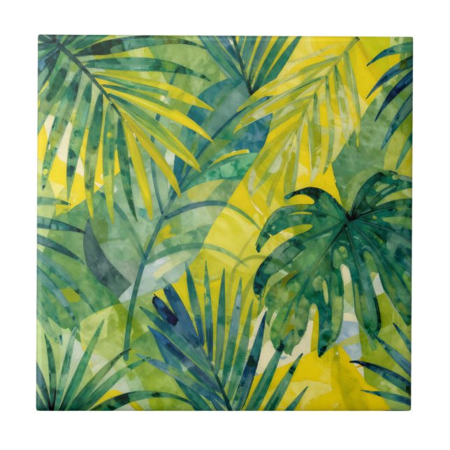 Tropical Palm Monstera Jungle Leaves (Frente)