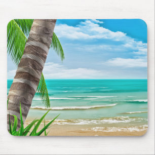 Tropical Palm Treine Beach Island Mouse Pad