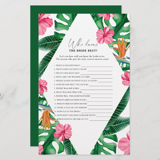 Tropical - Quem conhece o melhor jogo da noiva (Frente/Verso)