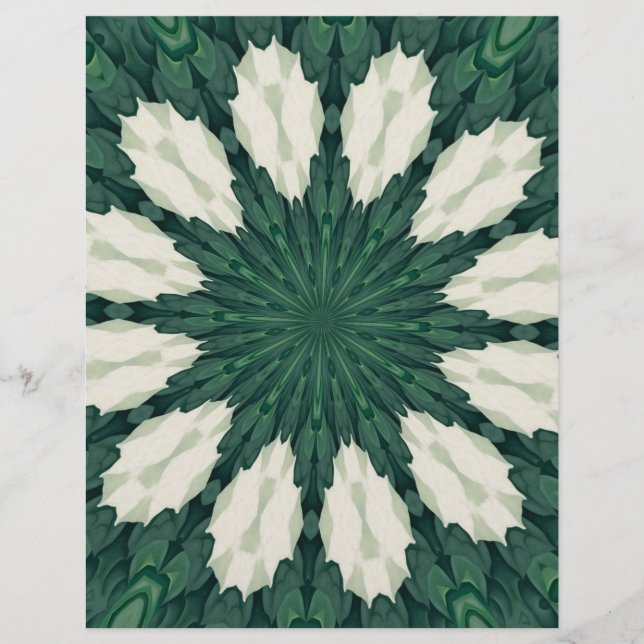 Tropical Sacramento Green e Silver Leaf Mandala. (Frente)