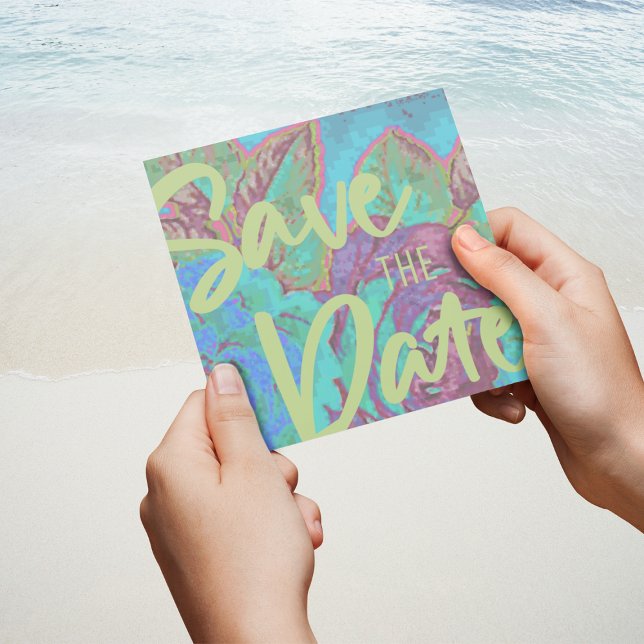 Tropical Salve o Modelo de Anúncio de Data (Tropical Save the Date Announcement Template)