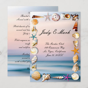 Tropical Sandy Beach & Seashells - Cartão de Menu
