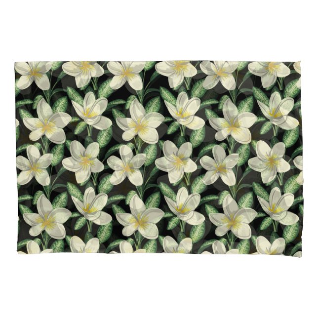 Tropical seamless pattern white flowers green leaf (Frente-Esquerda)