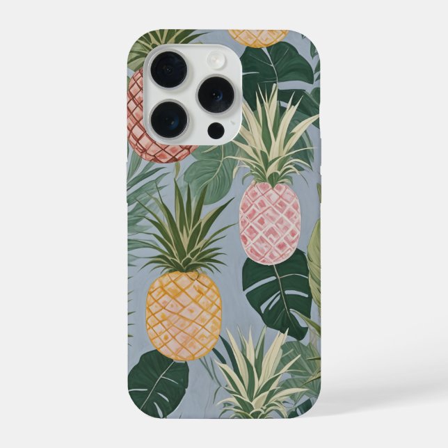 Tropical Serenity: Painted Pineapples and Palms  (Verso)