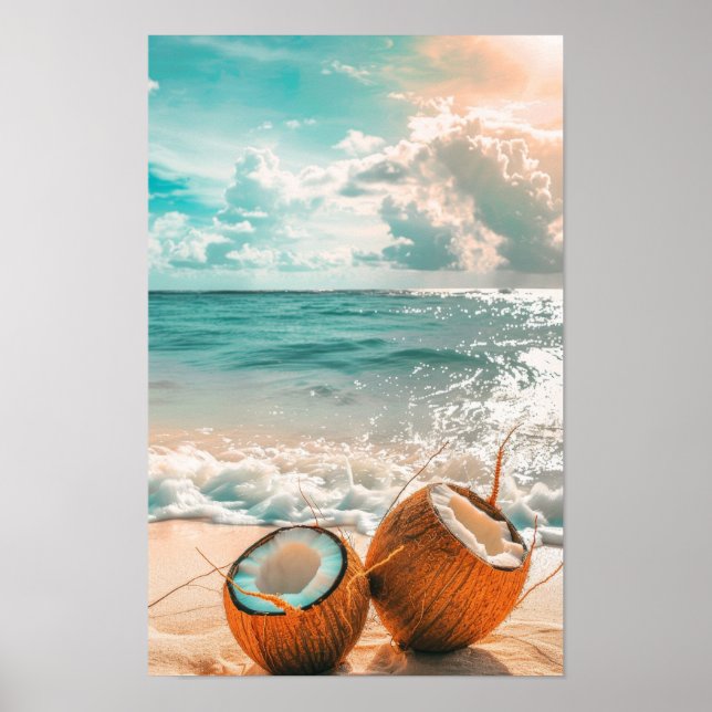 Tropical Summer Vibes Poster - Cena de Praia com C (Frente)