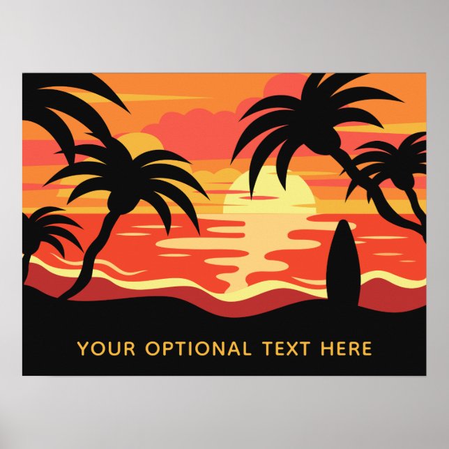 Tropical Sunset custom text poster (Frente)